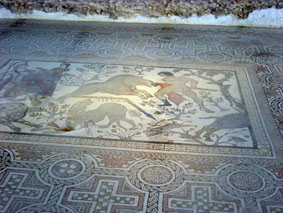 Mosaik från Oecus - mottagningssalen, myten om Adonis död