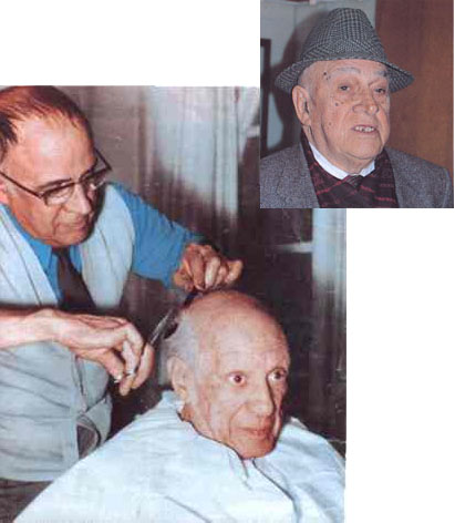 Picasso blir klippt av sin vän, barberaren Eugenio Arias