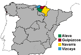 Karta över de baskiska provinserna i Spanien